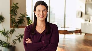 woman sitting smiling