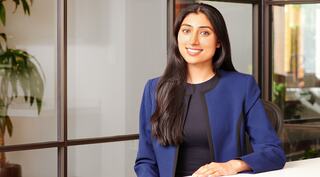 woman sitting smiling