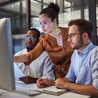 people staring at a computer